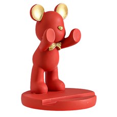 小熊手機支架裝飾 按壓式 紅色, 1個