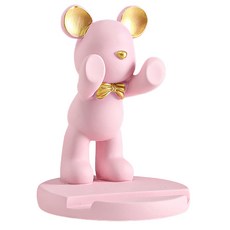 小熊手機支架裝飾 按壓式 粉紅色, 1個