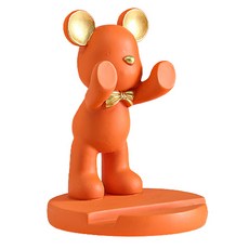 小熊手機支架 裝飾 推式 橘色, 1個