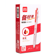 deLi 得力 中性筆 0.5mm 12入, 紅色, 1個