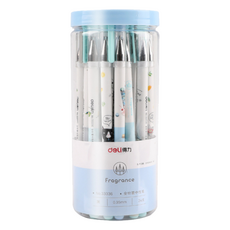 deLi 得力 中性簽字卡通細桿原子筆24入組 0.35mm, 黑色, 1套