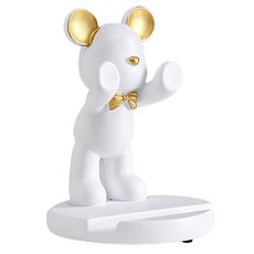 小熊手機支架裝飾 推式 白色, 1個