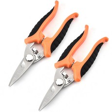 日常居家 不鏽鋼家用園藝剪刀 直刃 橘色, 2個