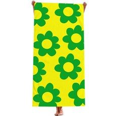 Yums 花朵大型海灘巾, 1個, 綠黃色