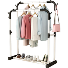 에코큐브 심플 철제 스탠딩 행거 더블110, 화이트