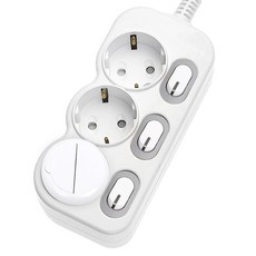 Eco power tap LED 獨立省電 3 孔多頭 + 安全蓋隨機發貨, 單色, 3.5m, 1個