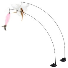 Petsmon Cat 長金屬絲羽毛固定釣魚竿 2 件套, 1套, 混合顏色