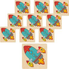 minhwashop 樹形拼塊 木製拼圖 太空船 UDOWD011A, 10個, 6件