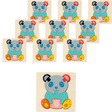 minhwashop 樹木形狀拼圖原木拼圖 熊貓 UDOWD0111, 10個, 7件