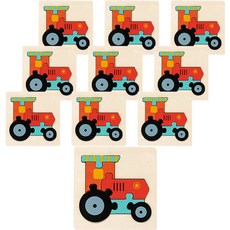 minhwashop 樹木造型拼圖 原木拼圖 火車 UDOWD0116, 10個, 6件