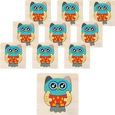 minhwashop 樹木形狀拼圖 原木拼圖 貓頭鷹 UDOWD0114, 10個, 6件