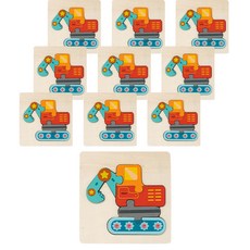 minhwashop 木質形狀配對拼圖 原木拼圖 挖土機 UDOWD0117, 5件, 10個