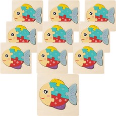minhwashop 樹木樣式拼圖原木拼圖 魚 UDOWD0115, 10個, 6件