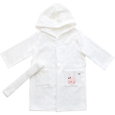 moms nature 竹纖維寶寶沐浴浴袍 L 5~8歲, 1個, 白色兔子