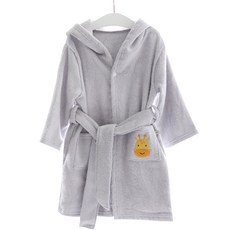 moms nature 竹纖維嬰兒浴袍沙灘浴袍 S 0~24個月, 灰色長頸鹿, 1個