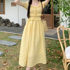 페이퍼먼츠 스퀘어 퍼프소매 트임 심플 페미닌 원피스 04580 빅사이즈 포함