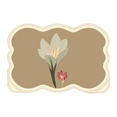 Withome 高級花卉防滑地墊 60 x 40 cm, 棕色, 1個