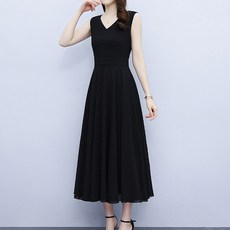 ATTERLIC Odryn 優雅V領洋裝 02094 含大尺碼, 黑色