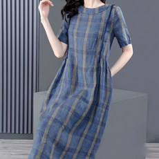 아뗄릭 중년 타탄 체크 사이드 주름 원피스 02158 빅사이즈 포함