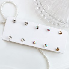 girlpins 女性用簡約基本款迷你水鑽耳環10件組 4mm PC246