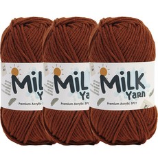 니뜨 밀크얀실 뜨개실 50g x 3p + 코튼라벨 세트, 1세트, 56브라운