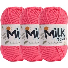 니뜨 밀크얀실 뜨개실 50g x 3p + 코튼라벨 세트, 1세트, 06코랄핑크