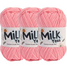 니뜨 밀크얀실 뜨개실 50g x 3p + 코튼라벨 세트, 1세트, 85핑크