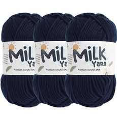 니뜨 밀크얀실 뜨개실 50g x 3p + 코튼라벨 세트, 1세트, 69다크네이비