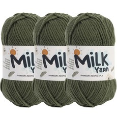 니뜨 밀크얀실 뜨개실 50g x 3p + 코튼라벨 세트, 1세트, 75카키