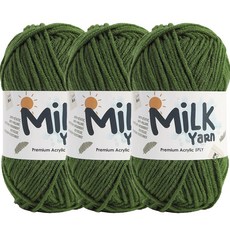 Knitt MiLK編織線 50g 3捲+Handmade字樣棉質標籤, 1組, 26 苔蘚綠