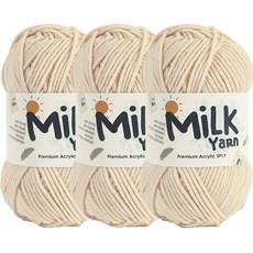 Knitt MiLK編織線 50g 3捲+Handmade字樣棉質標籤, 1組, 41淺米色