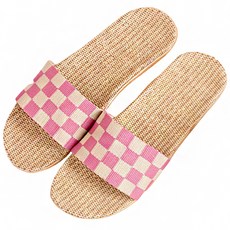 THE ZAKKA 亞麻格紋室內拖鞋, 粉色, 1組