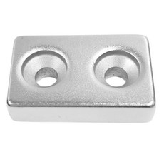 DYENTECH 超強力釹方形沉頭磁鐵 40 x 25 x 10 mm, 銀色, 1個