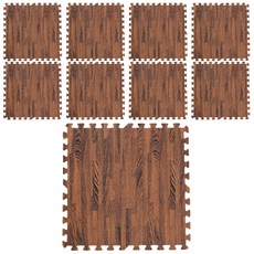 soonZAM 仿木紋巧拼地墊 9入組, 棕色