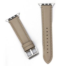 워너프 레더1 스마트워치 가죽 스트랩 38 / 40 / 41mm, 라이트카키 + 실버, 1개