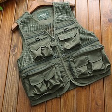 YOLO Life 男士休閒戶外釣魚背心, 軍綠色