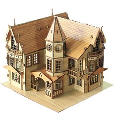 NA DESIGN 木製夢幻豪宅立體拼圖, 原木色, 80件, 1個