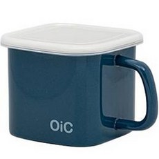 OIC 方形搪瓷琺瑯杯 水洗藍+油炸網, 14 厘米寬 x 14 厘米長, 1組