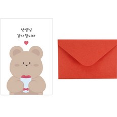 Donna&deco 教師節老師明信片 10p + 信封 10p + 透明貼紙 10p 套組, 058 老師謝謝您小熊, 1組