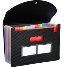 Mura 附蓋式13格風琴夾, 黑色, 1個