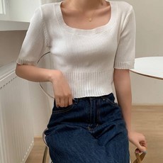 페이퍼먼츠 여성용 빅 라운딩 니트 크롭 티셔츠 04649