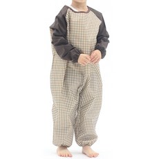 plie 幼兒拉鍊式全身美術畫畫衣, 格紋棕色