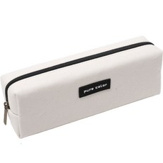 純色簡約學生方形筆袋, 白色, 1個