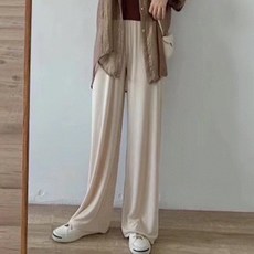 구디프 여성용 찰랑시원핏 하이웨스트 캐주얼 밴딩 슬랙스