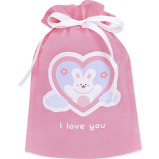 Donna&deco 幸福時光 禮物包裝不織布袋 1號 18 x 22 cm, 10個, 001 i love you 兔子 粉紅色