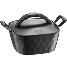 LocknLock 樂扣樂扣 IH爐適用Salon De Objet系列附蓋方形雙耳鍋, 黑色, 18cm