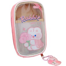 DOnG-A Pms 透明PU多功能收納包 + 角色吊飾 2入組, 1套, 粉紅色