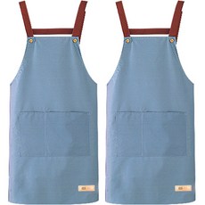 DADA 帆布美術廚房專業用防水防油圍裙 2件組, 藍色
