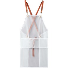 DADA TPU帆布美術廚房專業用防水防油圍裙, 白色