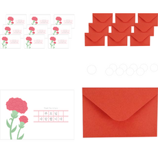 Donna&deco 家庭月明信片 028 康乃馨稿紙 父母 10入 + 信封 10入 + 貼紙 10入, 1套, 混合色